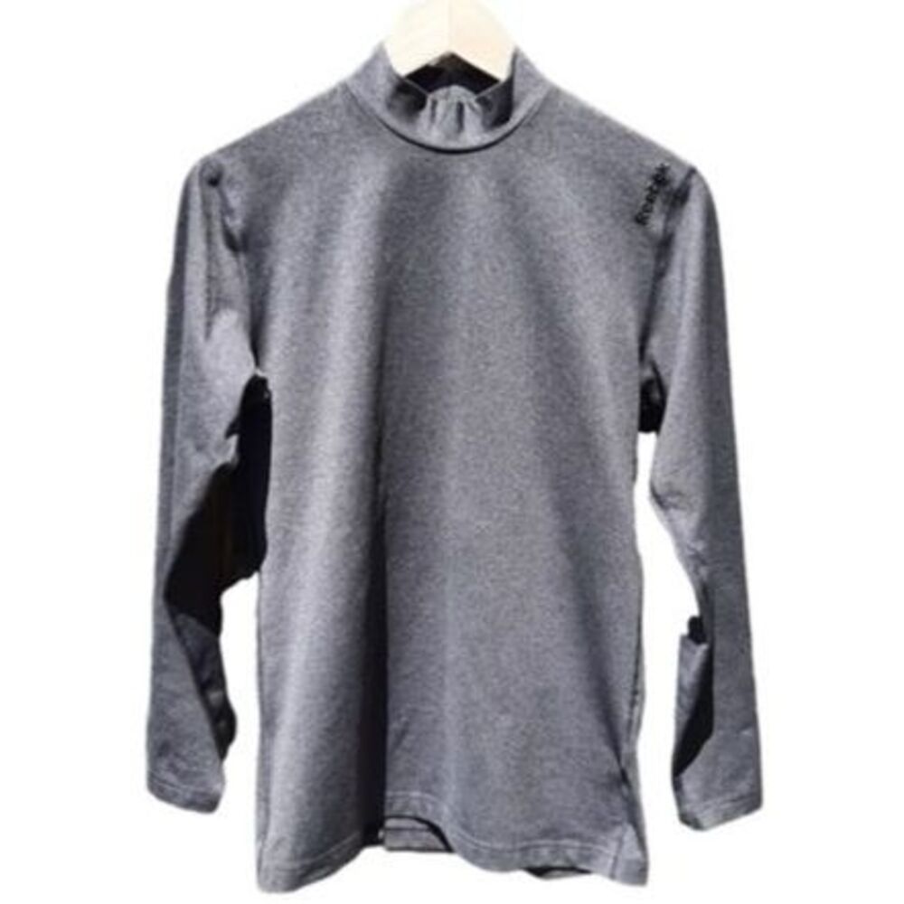 Reebok Play Warm Mock Neck Top Pullover Layer Grey Running Workout Size M